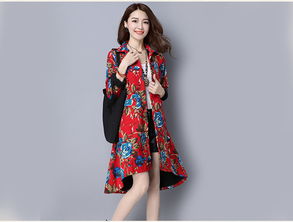 hh秋季新款女裝民族風(fēng)時(shí)尚棉麻印花長(zhǎng)袖連衣裙 ?？ㄉ坛? class=